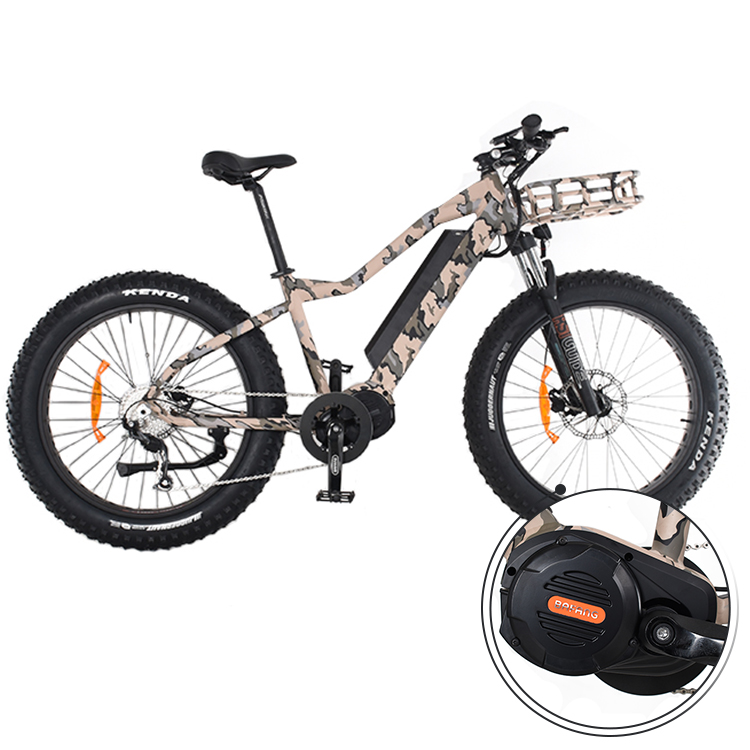 26인치 인치 지방 타이어 자전거 하드 테일 사냥 전기 자전거 M620 Bafang MotorMid 모터 자전거